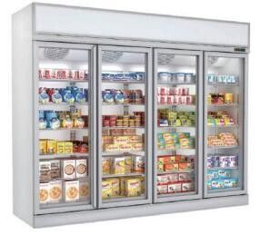 De commerciële Tribune van de Glasdeur op Diepvriezer 4 deuren 3200L R404a Luchtkoeling