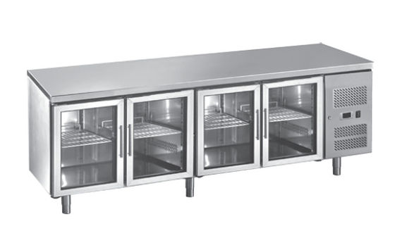 Ventileerde de roestvrij staal achterbar onder teller met Glasdeur 2/3/4 deuren onder Tegenijskast 282L Snack
